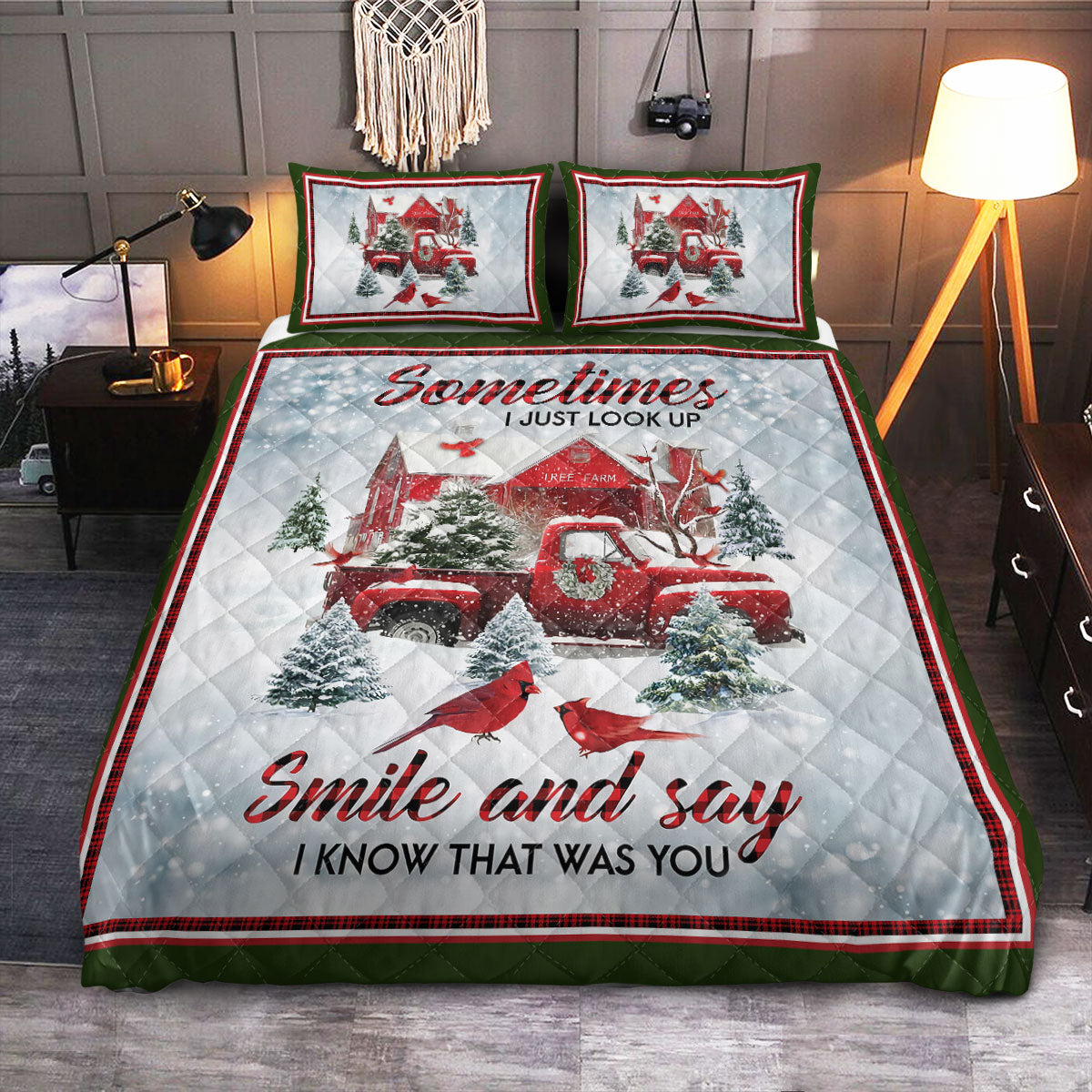 Cardinal Memorial Sometimes I Just Look Up  Quilt Bedding Set