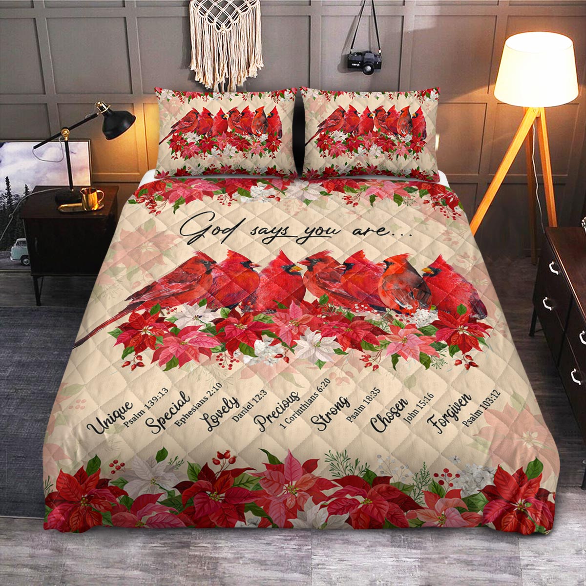Cardinal God Says You Are  Quilt Bedding Set