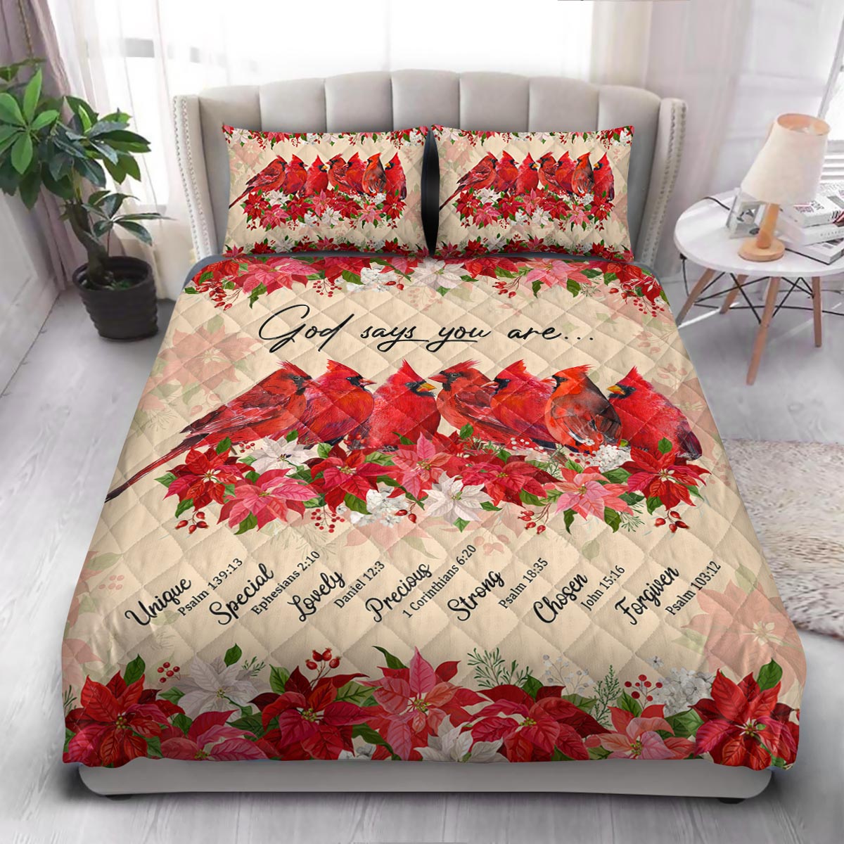 Cardinal God Says You Are  Quilt Bedding Set
