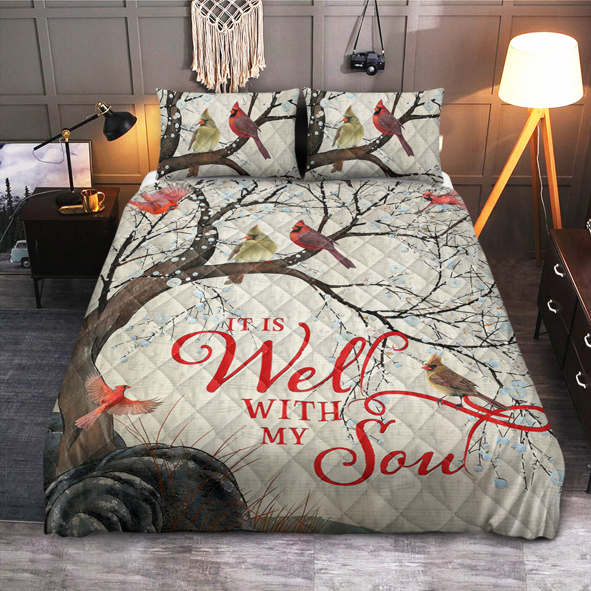 Cardinal Faith Well With My Soul  Quilt Bedding Set
