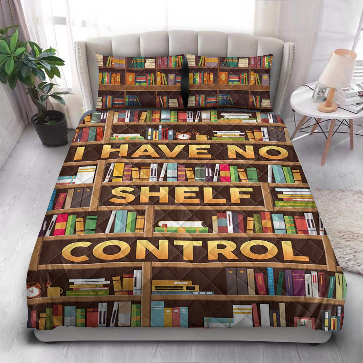 Book Bookshelf Pattern  Quilt Bedding Set