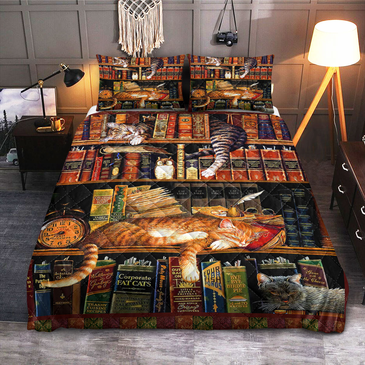 Book Bookshelf Pattern  Quilt Bedding Set