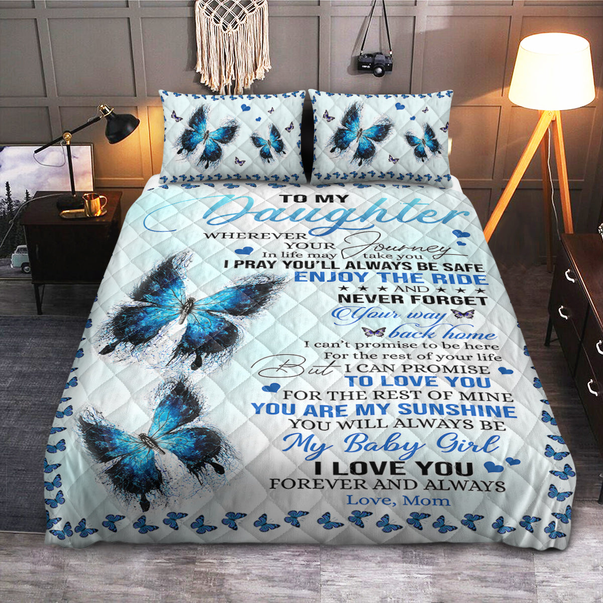 FDT Butterfly Daughter  Quilt Bedding Set