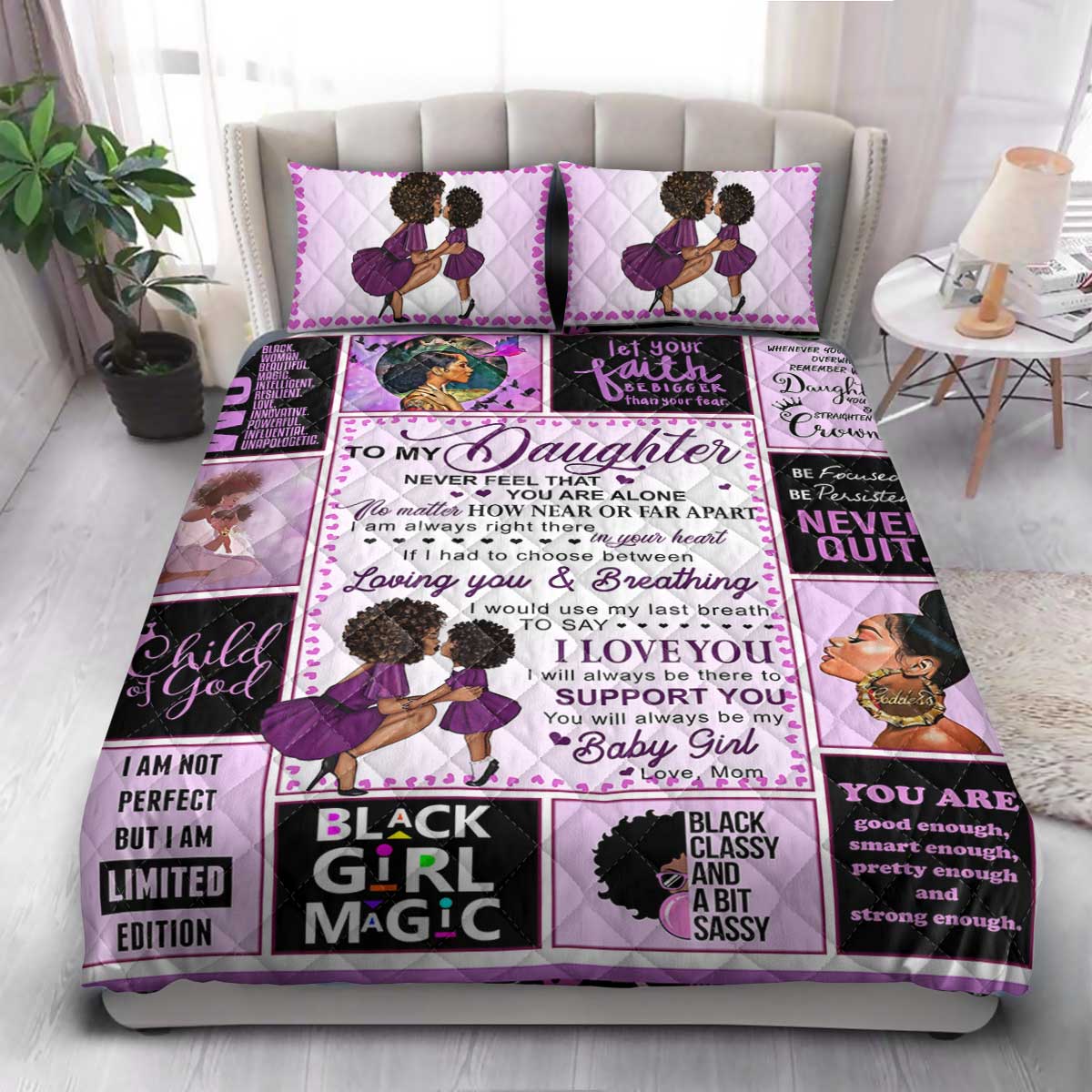 FDT Daughter Black Women  Quilt Bedding Set