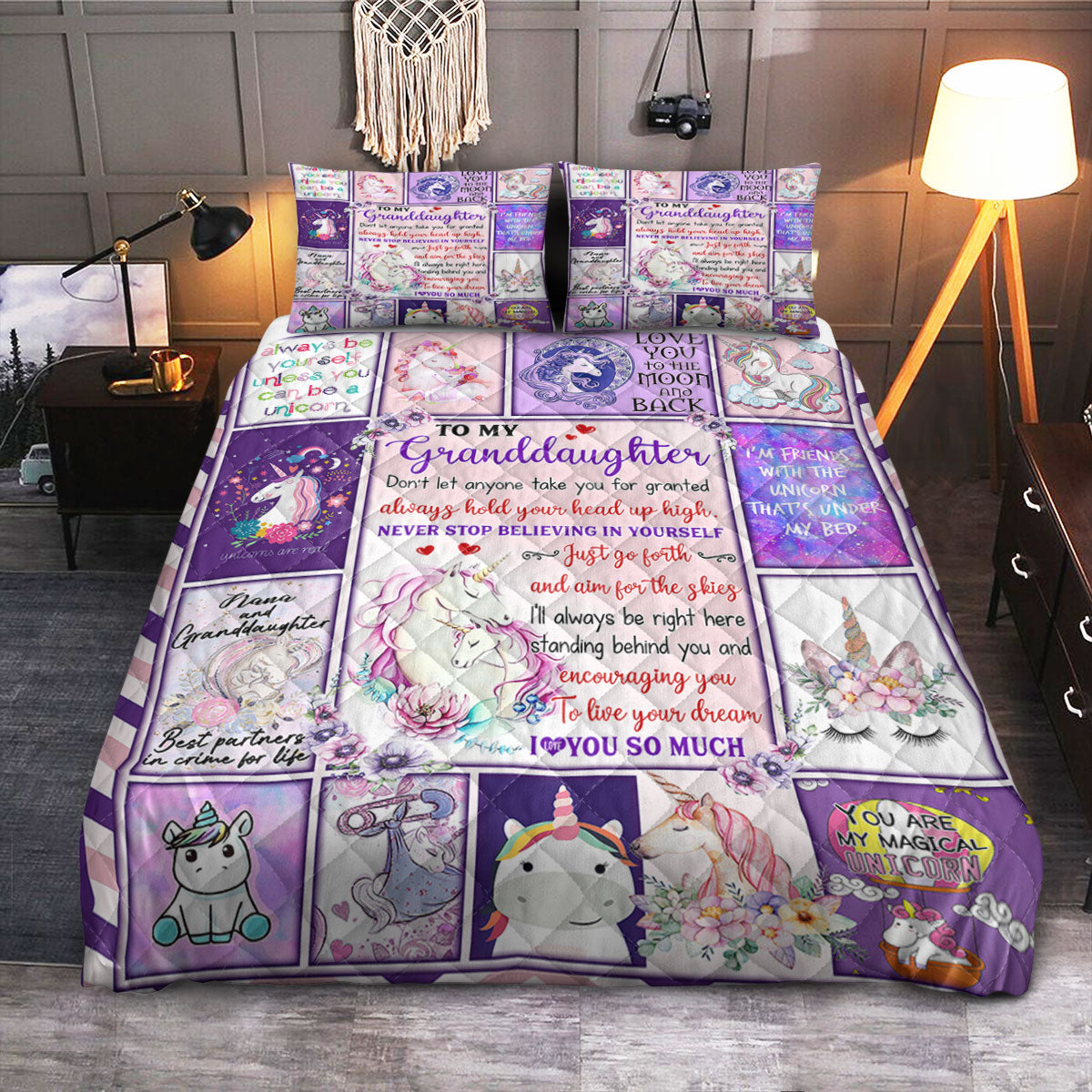 FGD Unicorn Granddaughter  Quilt Bedding Set