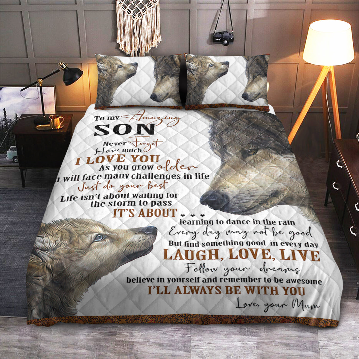 FSN To My Son  Quilt Bedding Set