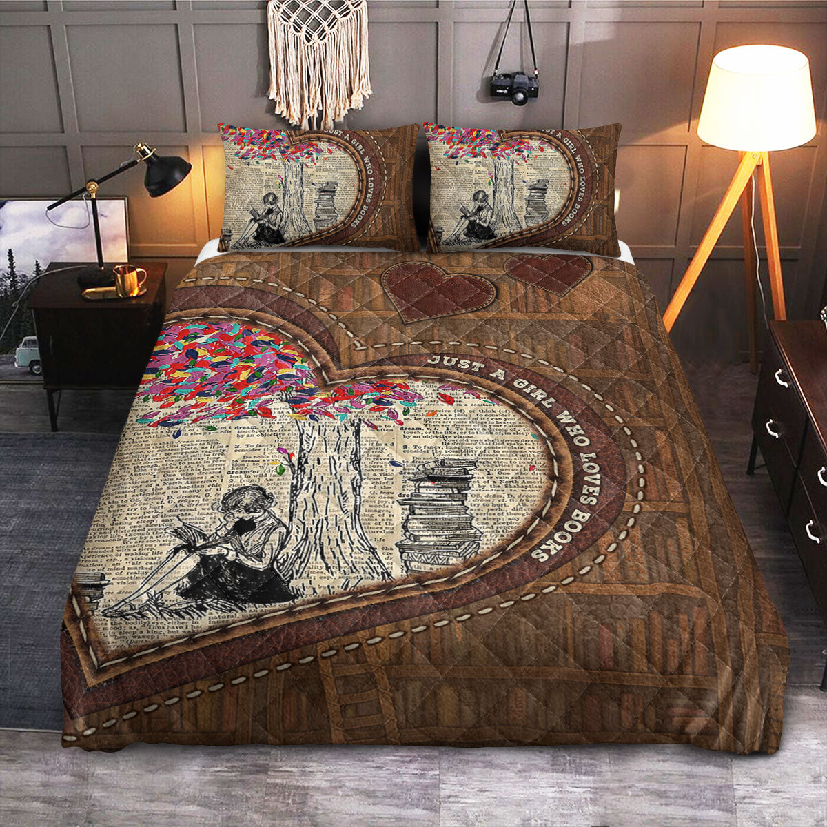 Book Lover Just A Girl  Quilt Bedding Set