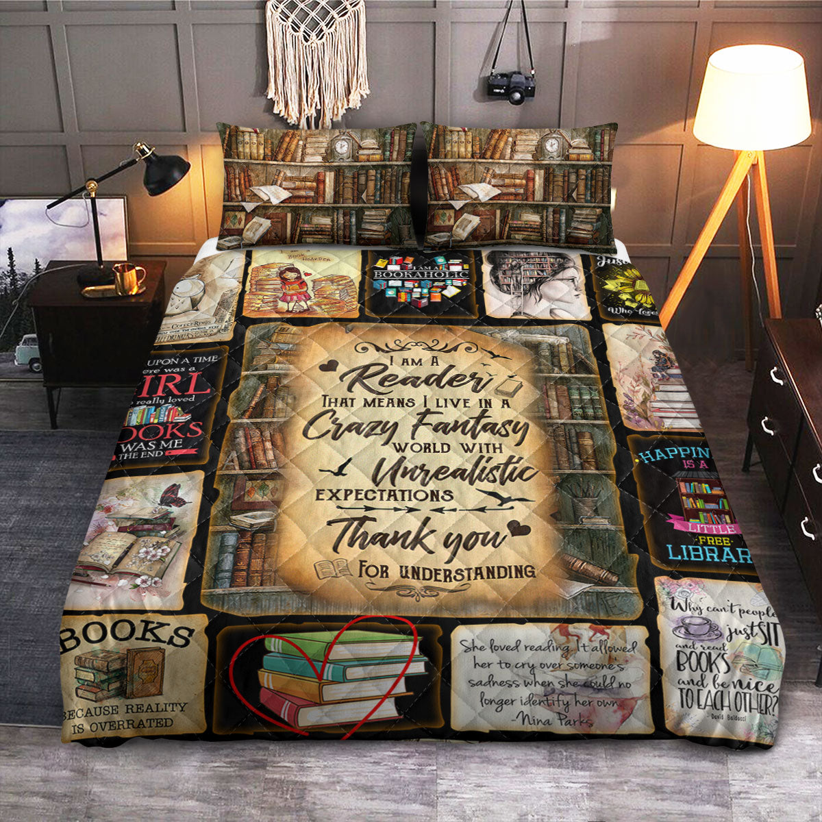 Book Lover I Am A Reader  Quilt Bedding Set