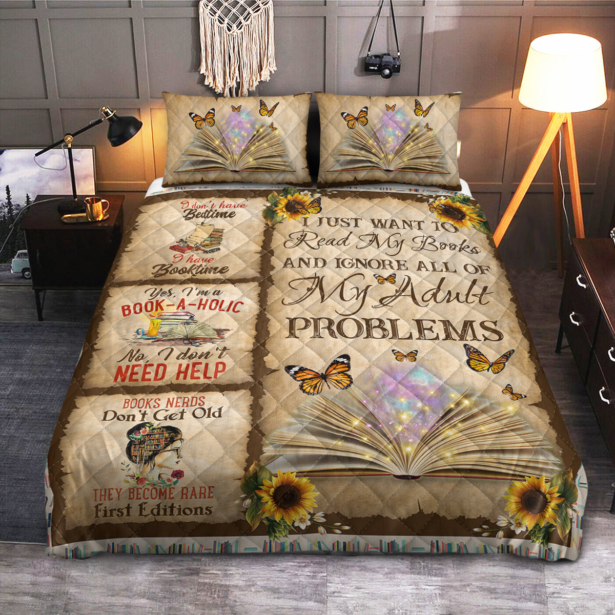 Book Lover I Just Want To Read  Quilt Bedding Set