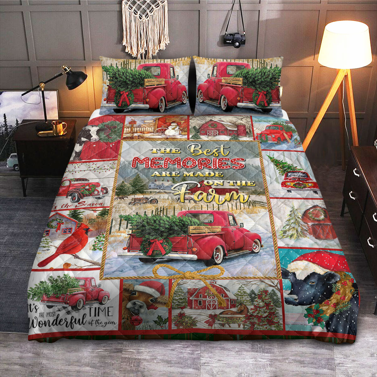 Farm Chirstmas Memories  Quilt Bedding Set