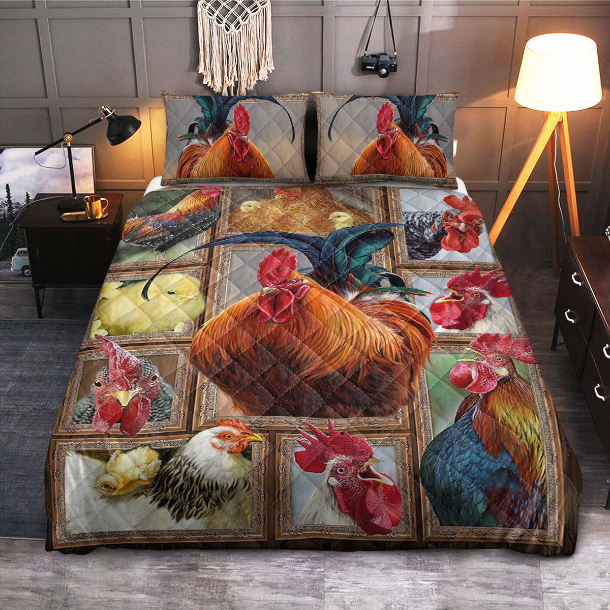 Farm Chicken Cute  Quilt Bedding Set