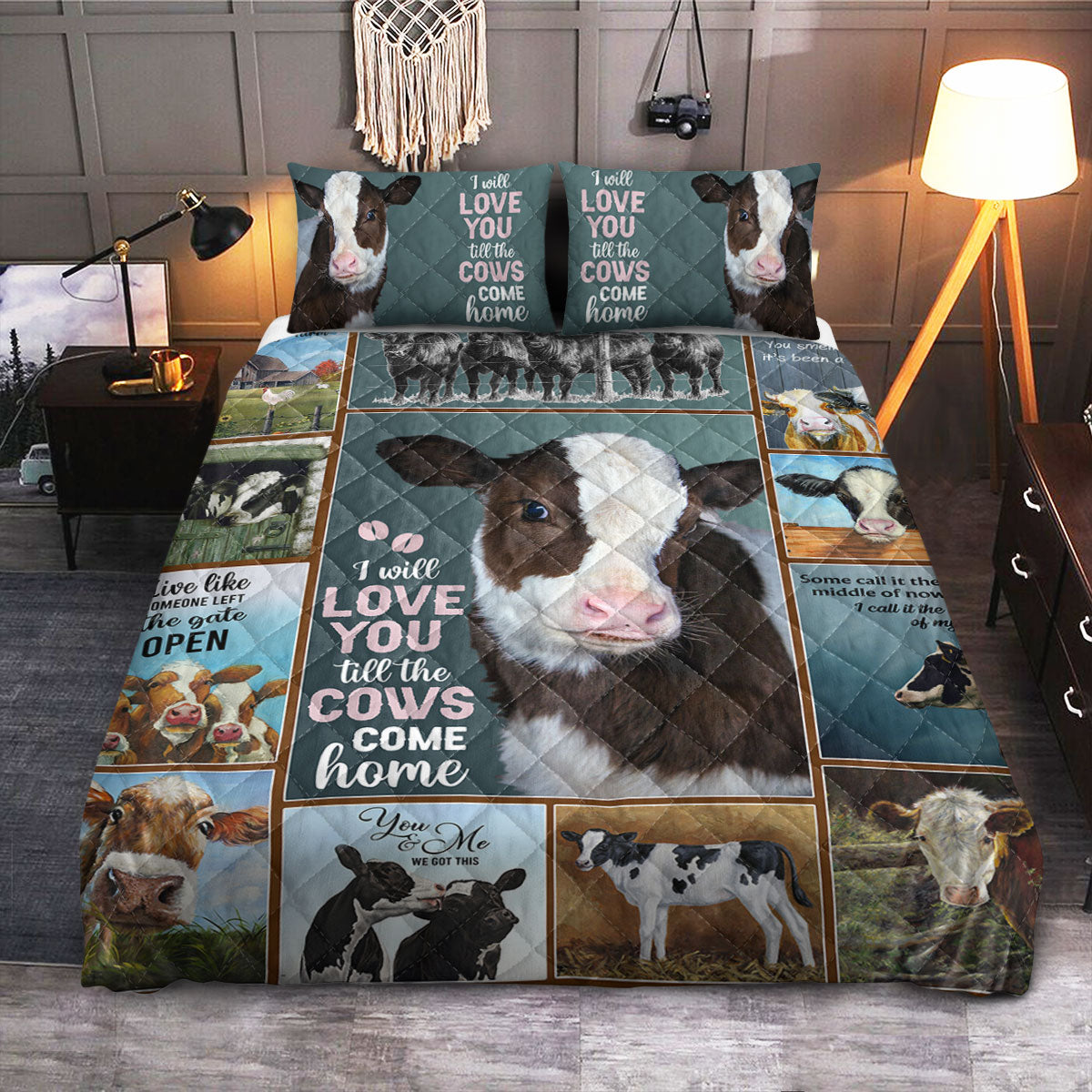 Farm Cow I Will Love You  Quilt Bedding Set