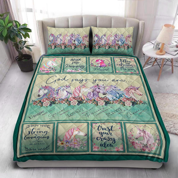 Unicorn God Says You Are  Quilt Bedding Set