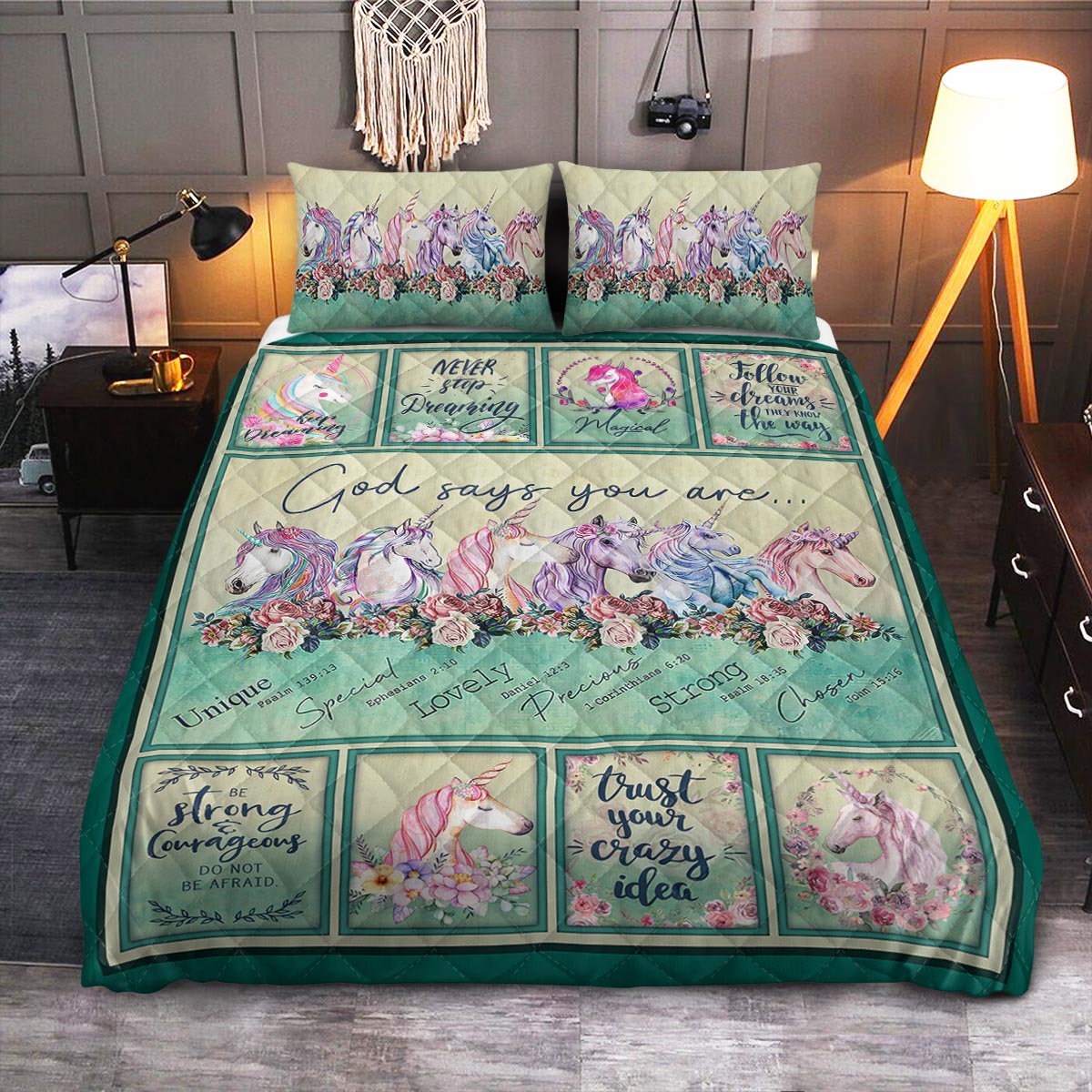 Unicorn God Says You Are  Quilt Bedding Set