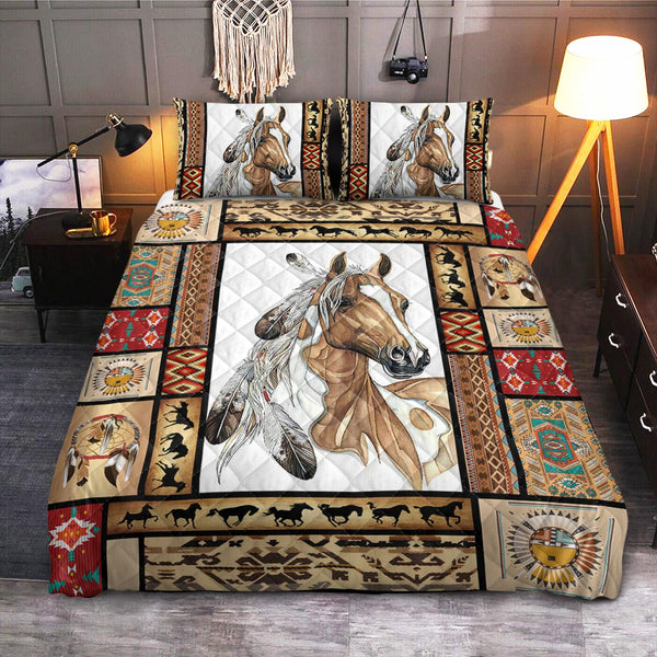 Horse Native American Pattern  Quilt Bedding Set