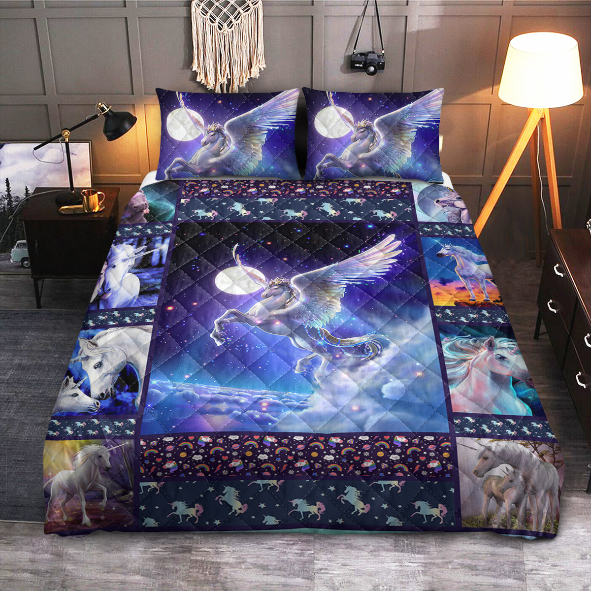 Unicorn Magic Pattern  Quilt Bedding Set