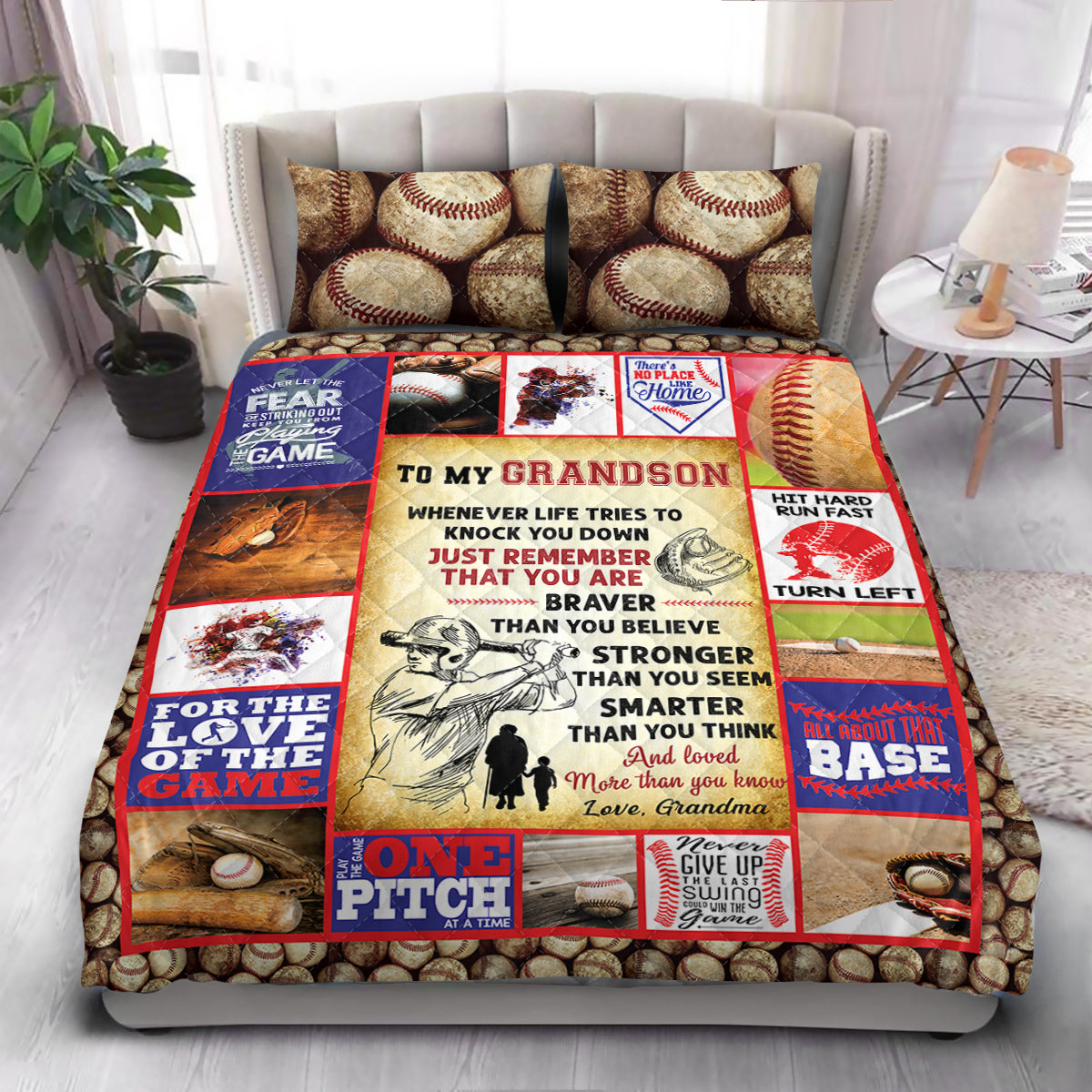 FGS To Grandson Baseball  Quilt Bedding Set