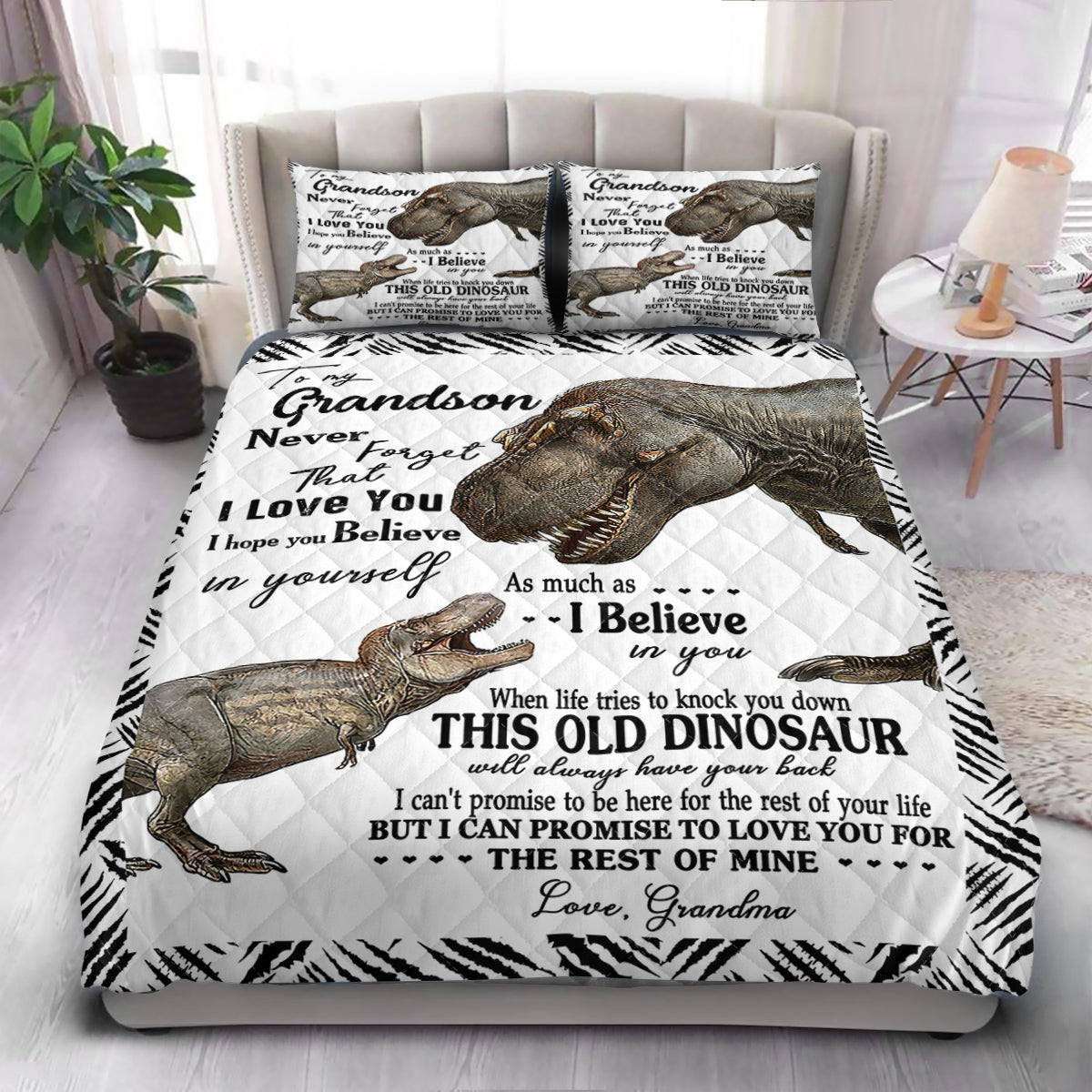 FGS To Grandson Dinosaur  Quilt Bedding Set