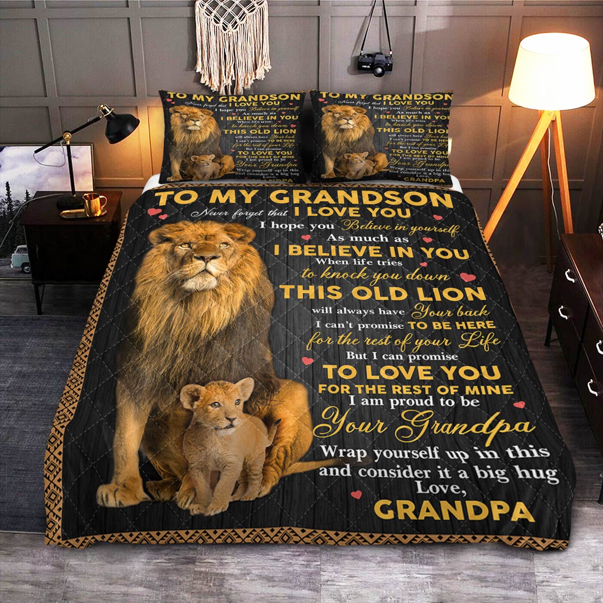 FGS To Grandson Lion  Quilt Bedding Set