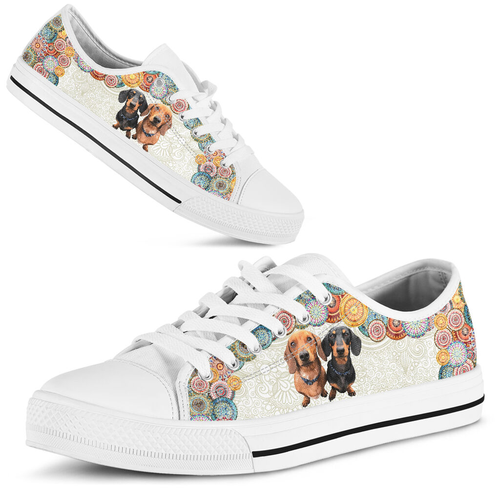 Dachshund Mandala Color Pattern - Low Top Shoe - Love Love Top Shoes