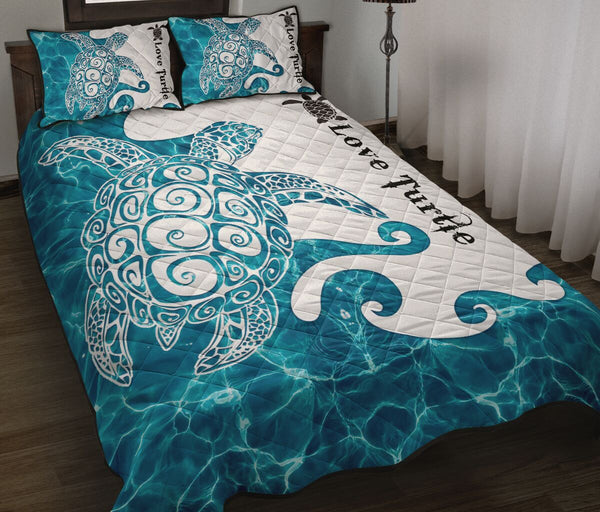 Turtle Water Quilt Bed Set - Love Quilt Bedding Set