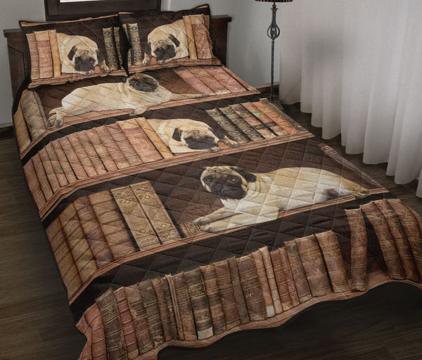 Pug Bookshelf - Bed Set - Love Quilt Bedding Set