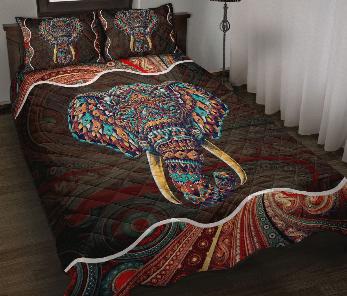 Elephant Mandala Celtic Color Quilt Bed Set - Love Quilt Bedding Set