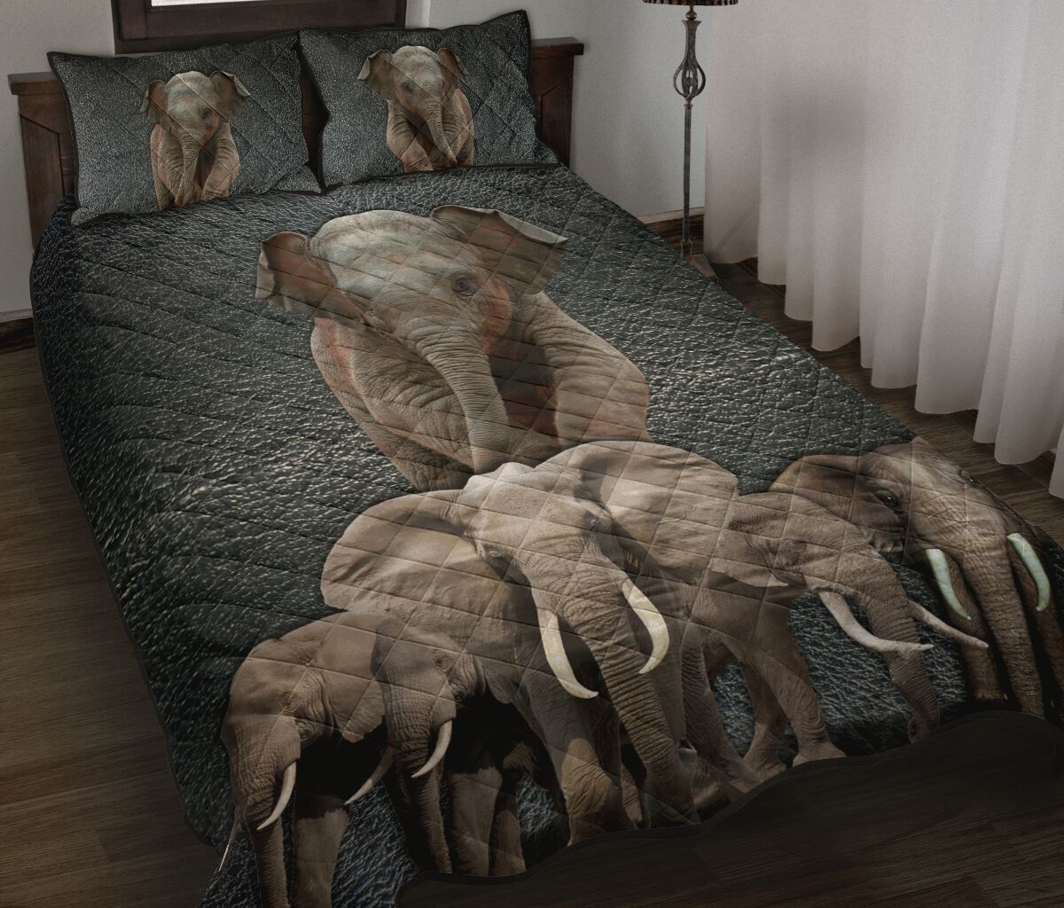 Elephant Feather Skin Background Real Style Quilt Bed Set - Love Quilt Bedding Set