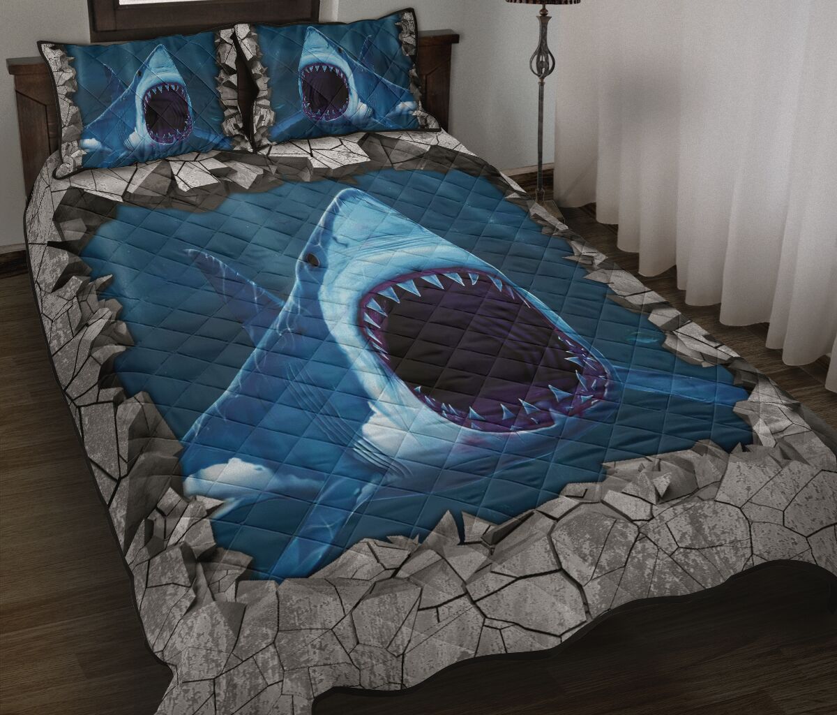 Shark Concrete Broken Quilt Bed Set - Love Quilt Bedding Set