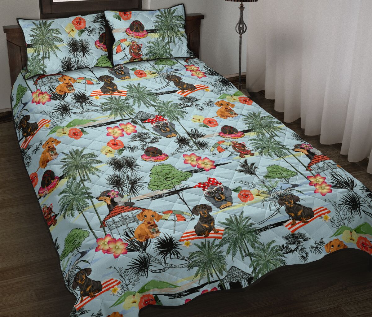 Dachshund Flower Beach - Bed Set- Love Quilt Bedding Set
