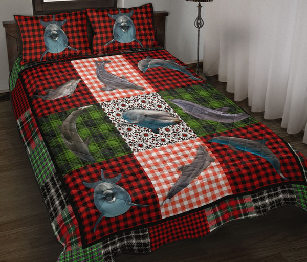 Dolphin Fabric Style Quilt Bed Set - Love Quilt Bedding Set