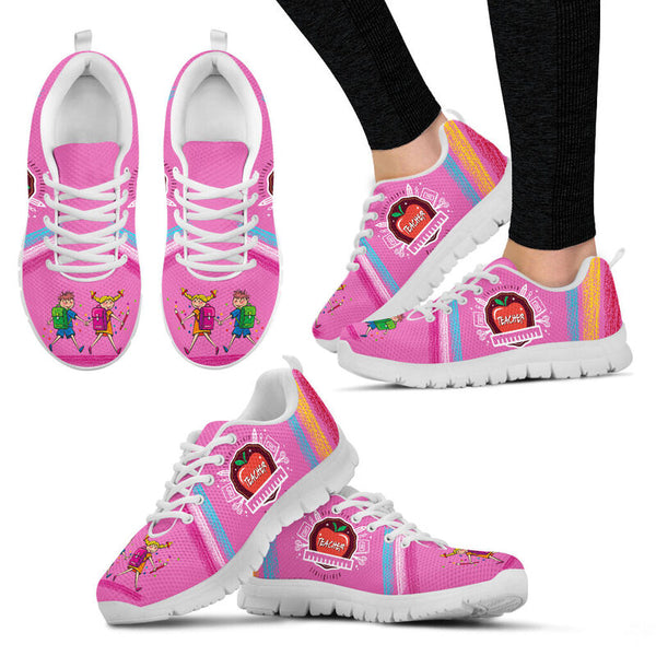 Teacher Chalk Pink Sneakers, Running Shoes, Shoes For Women, Shoes For Men, Custom Shoes, L- Love Sneakers