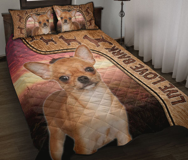 Live Love Bark Chihuahua - Bed Set - Love Quilt Bedding Set