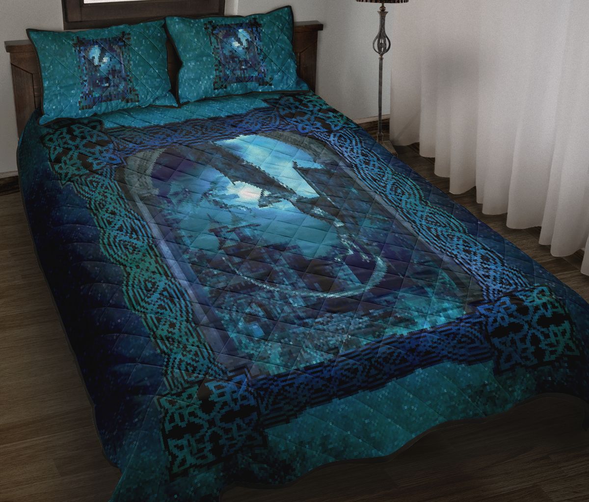 Dragon Blue Skin Mandala Style Quilt Bed Set - Love Quilt Bedding Set