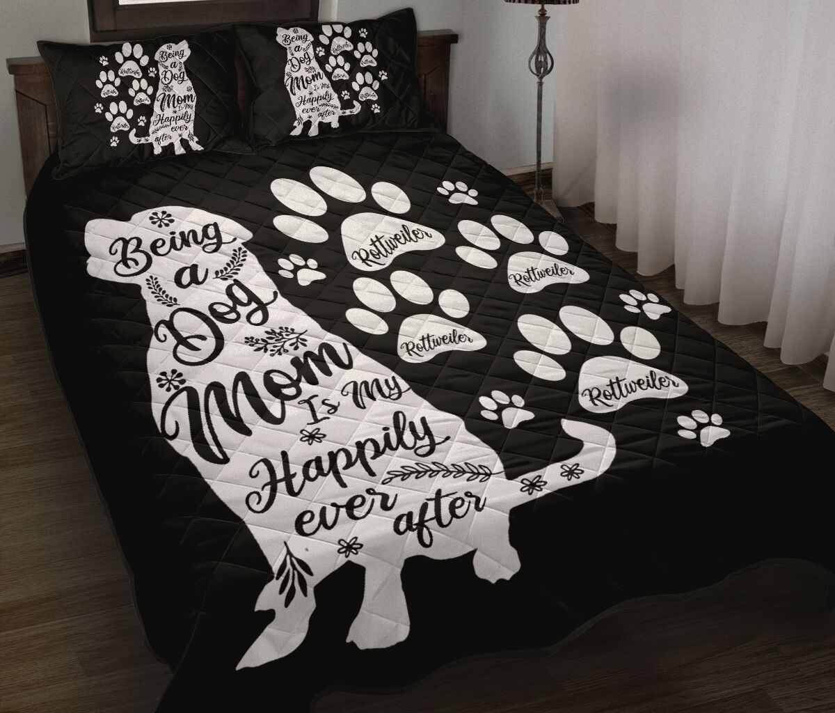 Rottweiler Black And White - Bed Set- Love Quilt Bedding Set