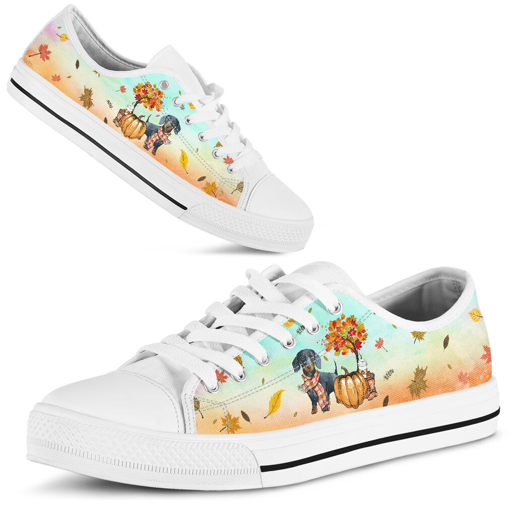 Dachshund And Autumn Set - Low Top Shoe - Love Low Top Shoes