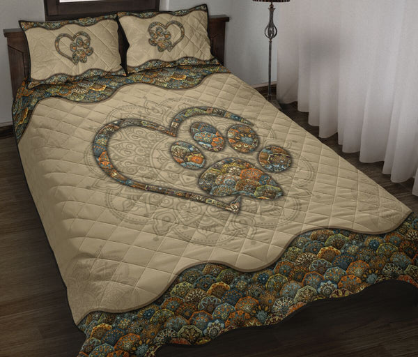 Quilt Bed Set - Mandala - Paw Heart Lovers 35 - Love Quilt Bedding Set