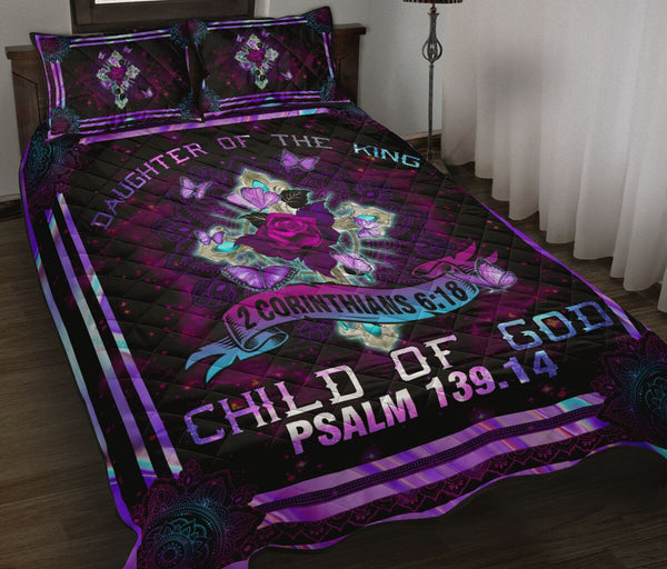 Daughter Of King Quotes Quilt Bed Set - Love Quilt Bedding Set