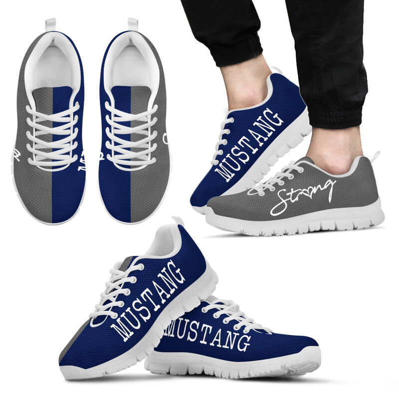 Mustang Strong Blue Gray Kd Sneakers, Running Shoes, Shoes For Women, Shoes For Men, Custom - Love Sneakers