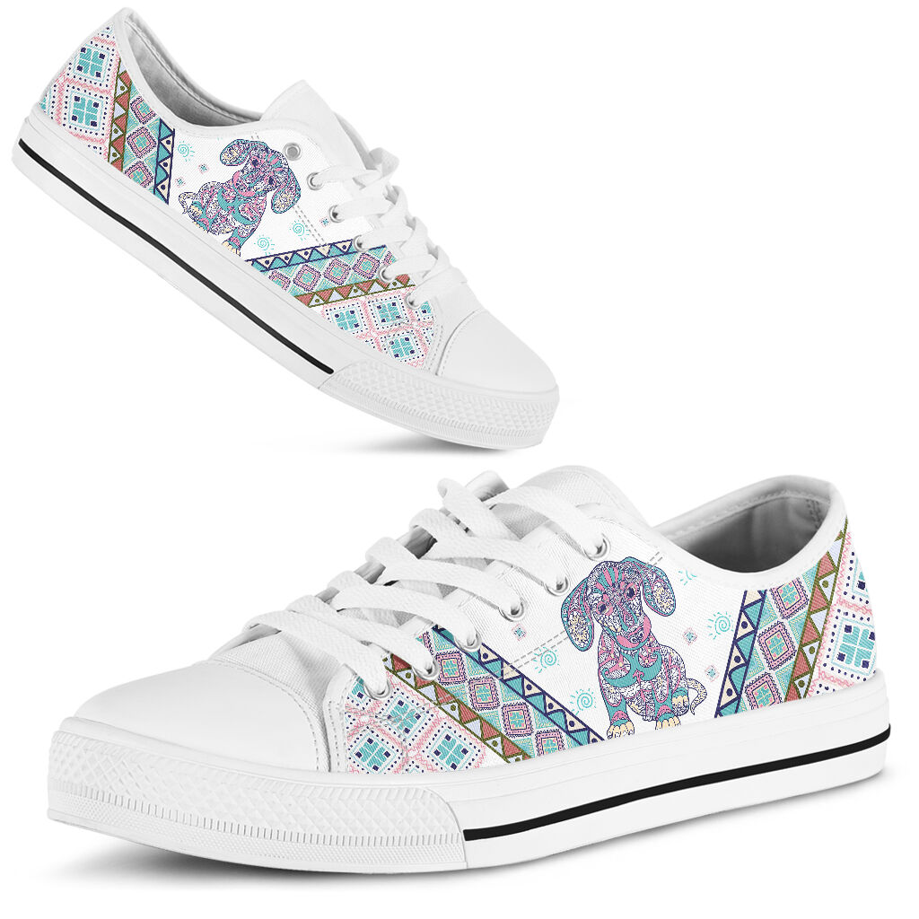 Dachshund Boho Floral - Low Top Shoe - Love Love Top Shoes