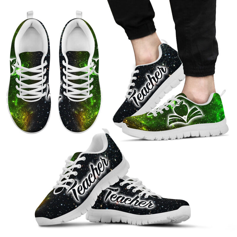 Teacher Galaxy Green Black Kd Sneakers, Running Shoes, Shoes For Women, Shoes For Men, Cust- Love Sneakers