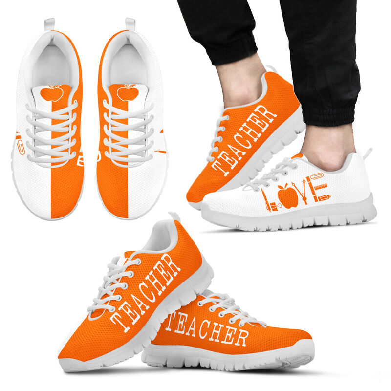 Teacher Love Orange White Kd Sneakers, Runni- Love Sneakers