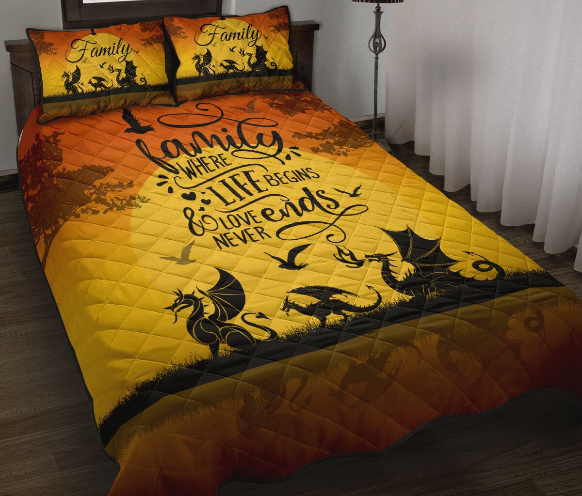 Dragon Family Where Life Begins Quilt Bed Set - Love Quilt Bedding Set