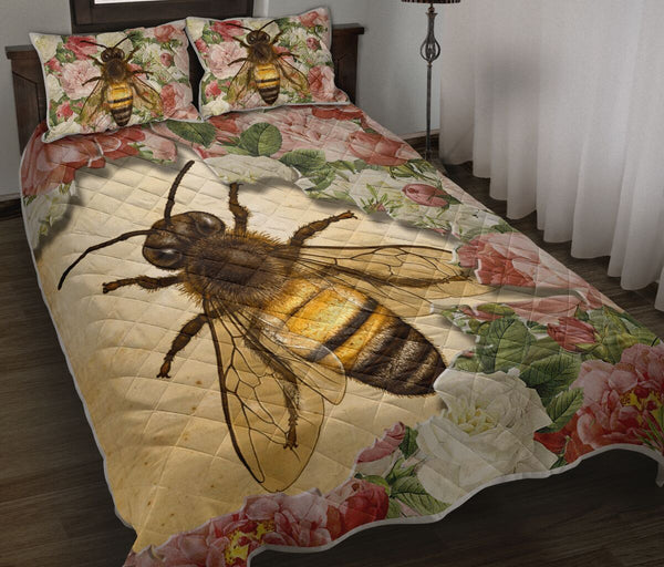 Bee Flower Tear Quilt Bed Set - Love Quilt Bedding Set