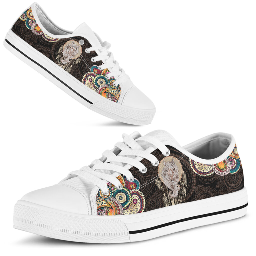 Horse Henna Paisley Low Top White Sole Shoes
