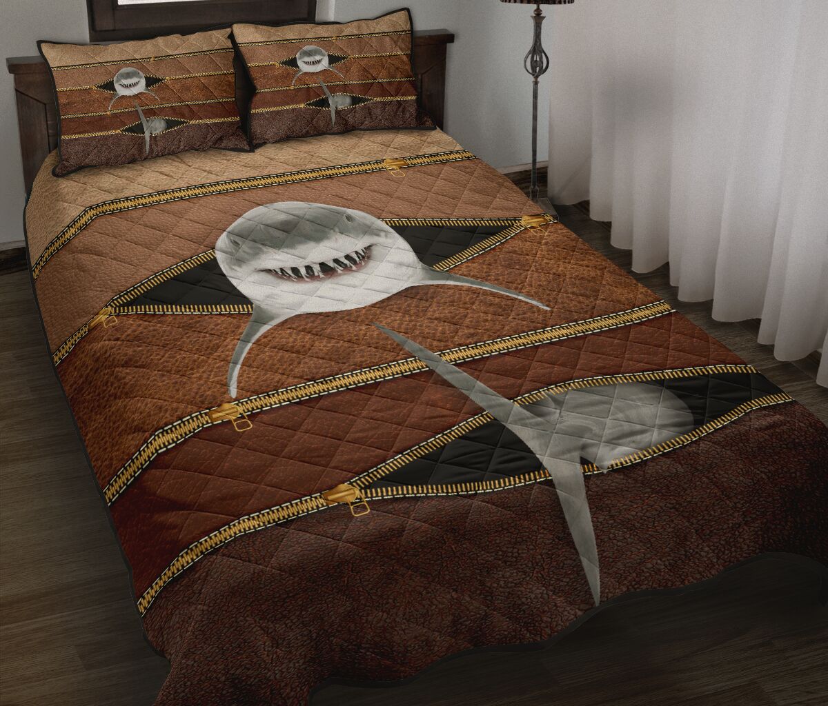 Shark Leather Style Quilt Bed Set 8- Love Quilt Bedding Set