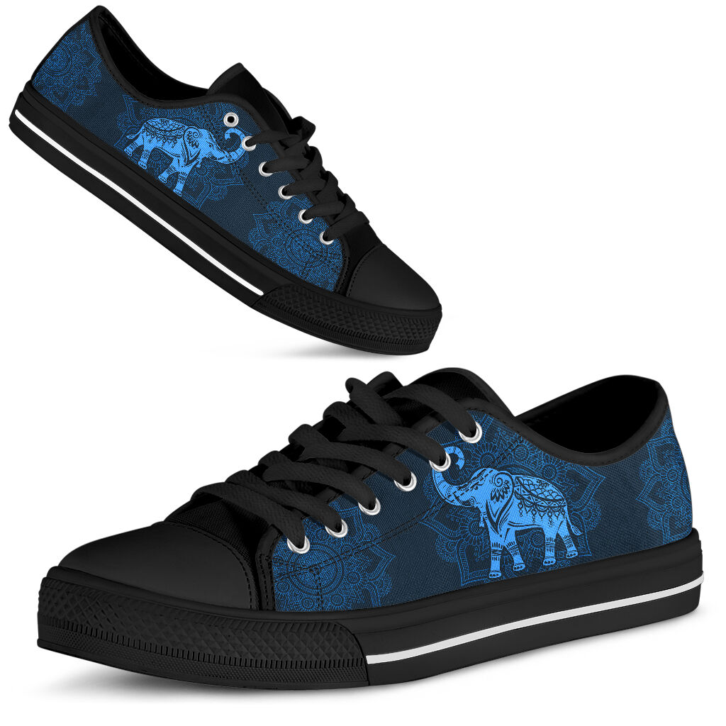 Elephant Mandala Low Top  Blue Shoes