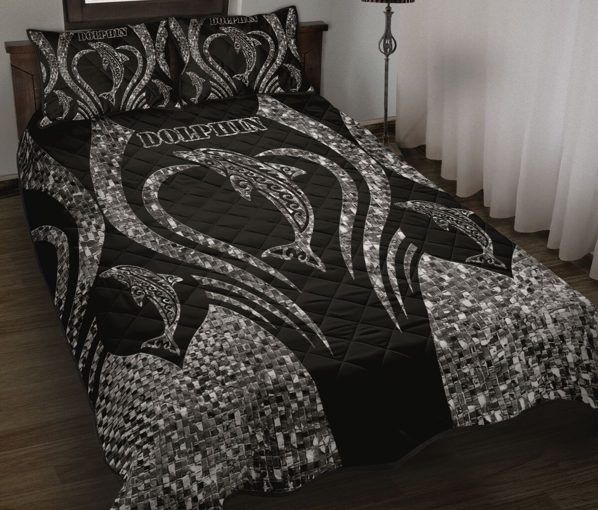 Dolphin Heart Line Style Quilt Bed Set - Love Quilt Bedding Set