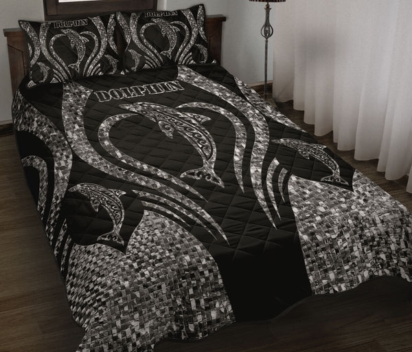 Dolphin Heart Line Style Quilt Bed Set - Love Quilt Bedding Set