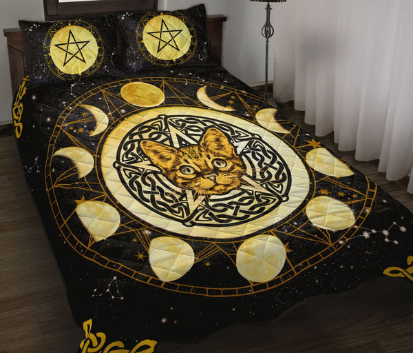 Catbengal Cat Moon Galaxy Quilt Bet- Love Quilt Bedding Set